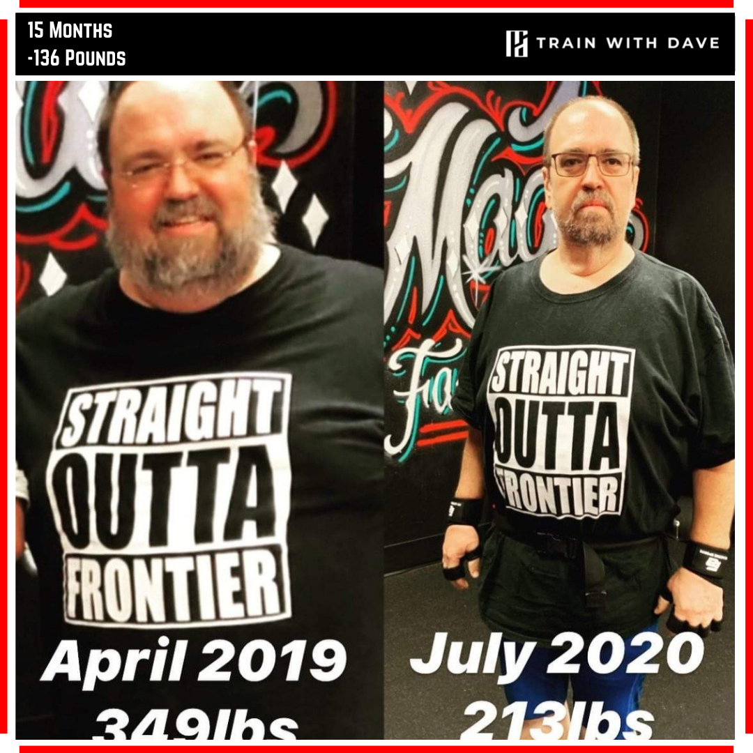Michael Oldenburg — 136 pounds lost over 15 months with Train With Dave
